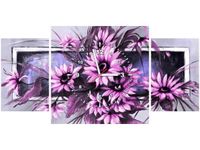 80X40CM ZEGAR SŁONECZNIKI FIOLECIE OBRAZ