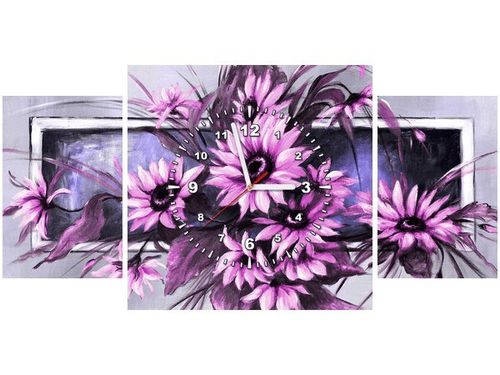 80X40CM ZEGAR SŁONECZNIKI FIOLECIE OBRAZ na Arena.pl