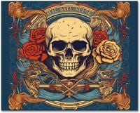 Malowanie po Numerach Czaszka Kwiaty 40x50 cm Nowoczesny Styl Akrylowe