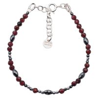 Bransoletka - Granat, Hematyt i srebro