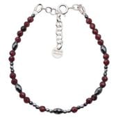 Bransoletka - Granat, Hematyt i srebro