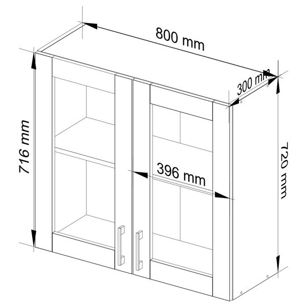 Szafka kuchenna LIMA witryna wisząca 80 cm H720 - biała dąb sonoma zdjęcie 3