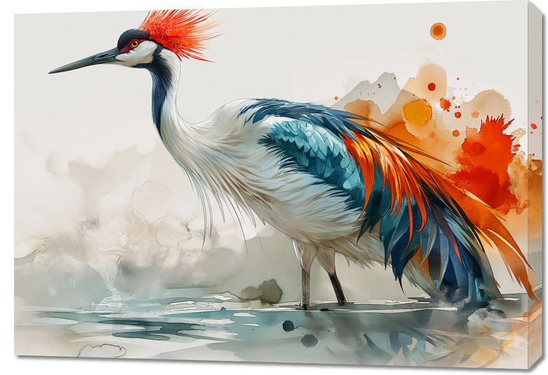 Obraz 100x70cm Żuraw w Akwareli zdjęcie 1