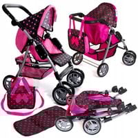 WÓZEK DLA LALEK spacerowy duża spacerówka TORBA PRZEWIJAK regulowana rączka