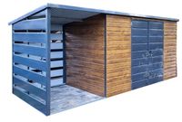 Schowek - Domek ogrodowy 4x2 + Wiata 1,5m  Drewnopodobny Spad w tył ID554