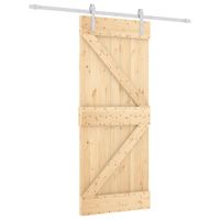 Drzwi przesuwne z osprzętem, 85x210 cm, lite drewno sosnowe