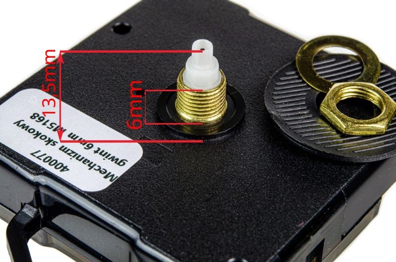 Mechanizm kwarcowy skokowy tykający gwint 6mm z wieszakiem zdjęcie 2