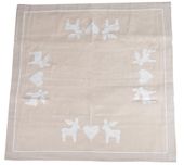 Obrus beżowy z reniferami 85x85 cm