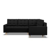 Narożnik na nóżkach, pikowany, prawy, NUBO, 233x172x92, czarny | TYLETEGOTU