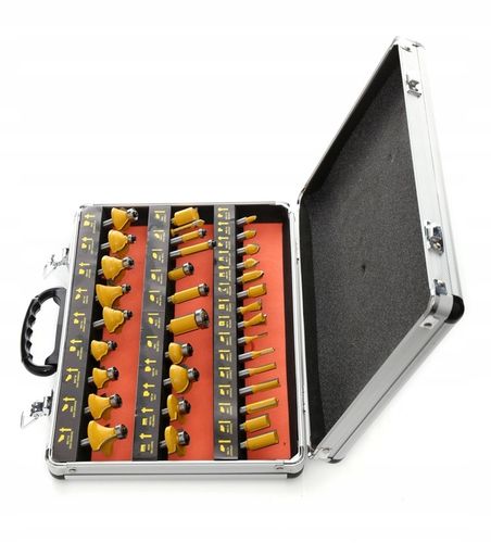 FREZY DO DREWNA 8mm KSZTAŁTOWE 35el TWARDE OSTRE ZESTAW W WALIZCE FREZ na Arena.pl