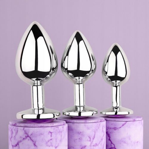 Zestaw 3 Korków Analnych Stalowych S M L Eleganckie Plug Z Kryształkami na Arena.pl