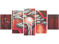 70CM 150CM ZEGAR 5 ELEM SZKARŁATNE DRZEWO DRUK OBRAZ