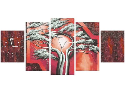 70CM 150CM ZEGAR 5 ELEM SZKARŁATNE DRZEWO DRUK OBRAZ na Arena.pl