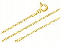 Srebrny Pozłacany Klasyczny Łańcuszek Złoty Ankier 1,4mm Diamentowany 45cm