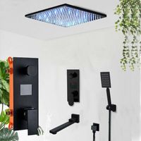 Zestaw prysznicowy podtynkowy czarny deszczownica bateria wyświetlacz