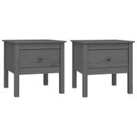 Stoliki boczne, 2 szt., szare, 50x50x49 cm, lite drewno sosnowe