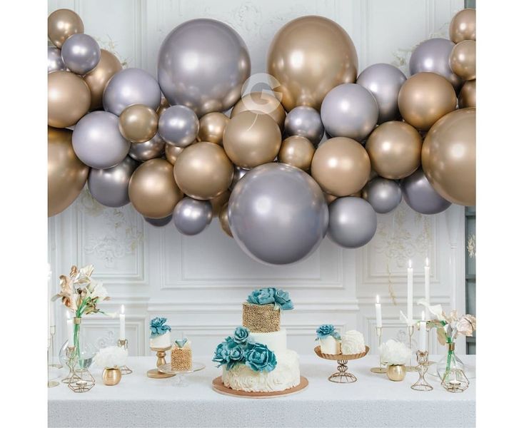 Girlanda balonowa DIY srebrno-złota SHINY urodziny sylwester karnawał wesele 65 balonów na Arena.pl