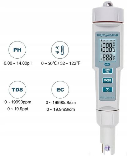 Miernik tester pH TDS EC Temp ATC 4w1 konduktometr na Arena.pl