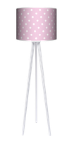 Lampa podłogowa - stojąca drewniana trójnóg duża - Kropki Sweet Pink