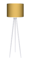 Lampa podłogowa - stojąca drewniana trójnóg duża - Kropeczki żółte