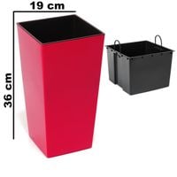 Doniczka wysoka z wkładem połysk Czerwony H 360 mm