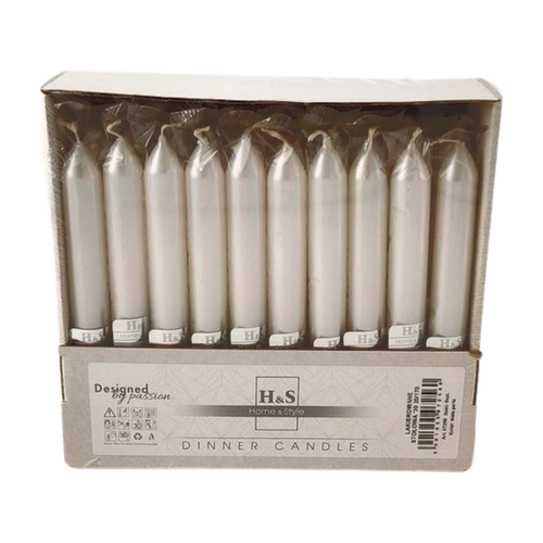 Świece stołowe RAK (07256) Home & Style 20/170 biały perła met. ~6h 30szt. na Arena.pl