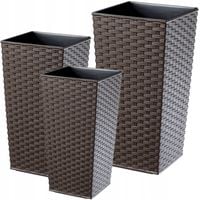 Zestaw 3x Doniczka Ogrodowa Donica Z Wkładem Mokka