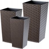 Zestaw 3x Doniczka Ogrodowa Donica Z Wkładem Mokka