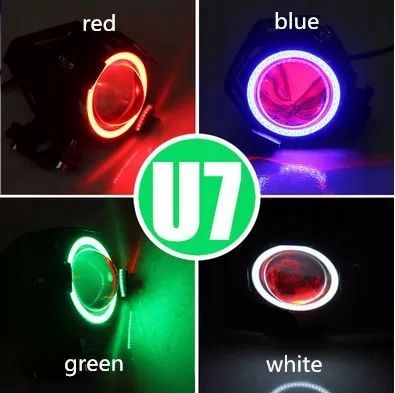 2Xhalogen Motocyklowy U7 +Ring Blue+Włącznik Black zdjęcie 7