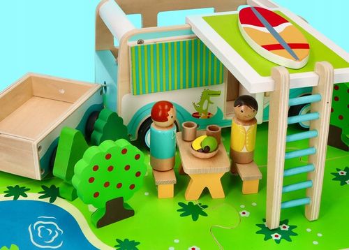 ADAMTOYS KAMPER DLA DZIECI POJAZD PODRÓŻNY AUTKO ZABAWKOWY POJAZD SURF VAN na Arena.pl
