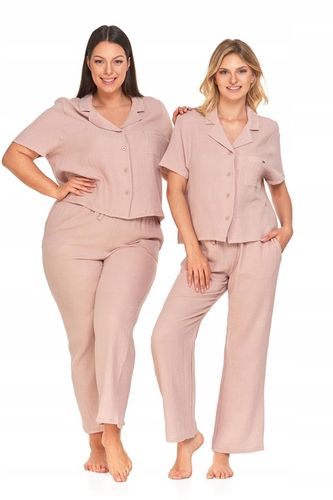 Moraj Długa Bardzo delikatna Piżama Damska z Muślinu Beżowa 5000-008 M na Arena.pl