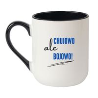 KUBEK "CHUJOWO ALE BOJOWO" Wzór - Elegant Biało-Czarny 330 ml