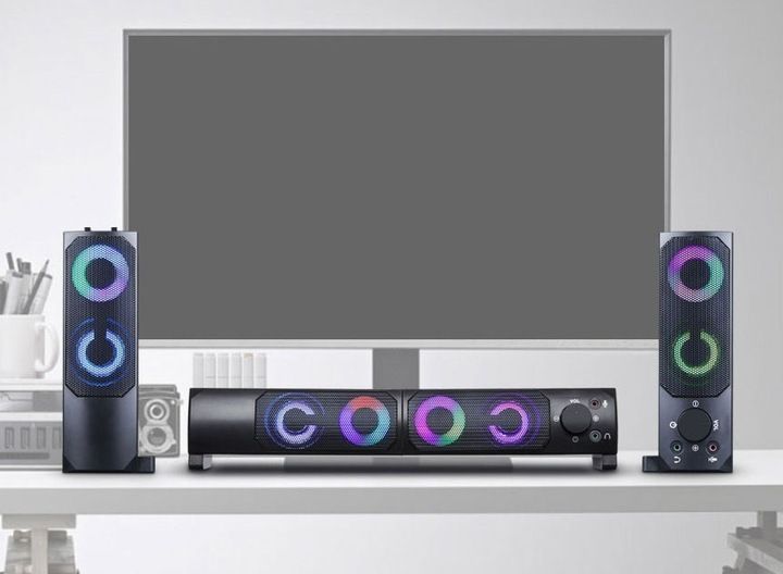 GŁOŚNIKI KOMPUTEROWE BLUETOOTH SOUNDBAR 2.0 6W USB 5V DC LED RGB 2w1 ZESTAW zdjęcie 3
