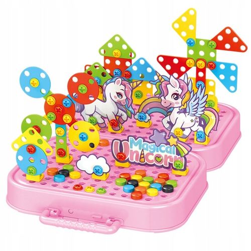 KLOCKI 3D JEDNOROŻEC Konstrukcyjne wkrętarka walizka układanka + BATERIE na Arena.pl