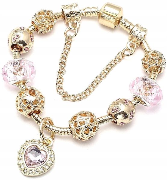 Bransoletka Modułowa Charms Beads Złota Serce Boho zdjęcie 3