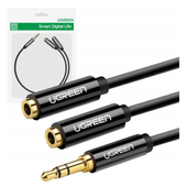 rozdzielacz audio aux kabel jack 3,5 mm ugreen av123, 25cm (czarny)