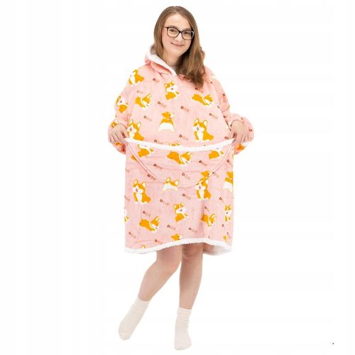 CIEPŁA BLUZA OVERSIZE 2W1 DŁUGA KOCOBLUZA KOCOSZLAFROK CIEPŁY KOC na Arena.pl