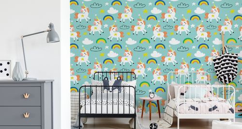 Tapeta Dla Dzieci - Śpiące Jednorożce - Styl Skandynawski na Arena.pl