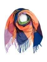 Versoli - miękka i ciepła chusta z frędzlami krata pomarańczowy 15# HIT