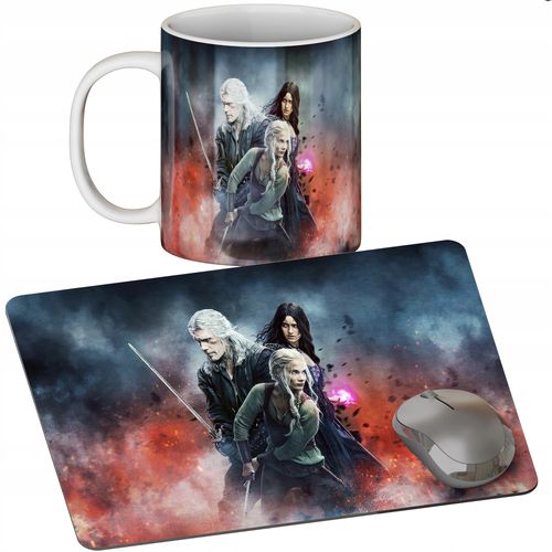 ZESTAW KUBEK + PODKŁADKA - WIEDŹMIN WITCHER - PREZENT WIELE WZORÓW + IMIĘ na Arena.pl