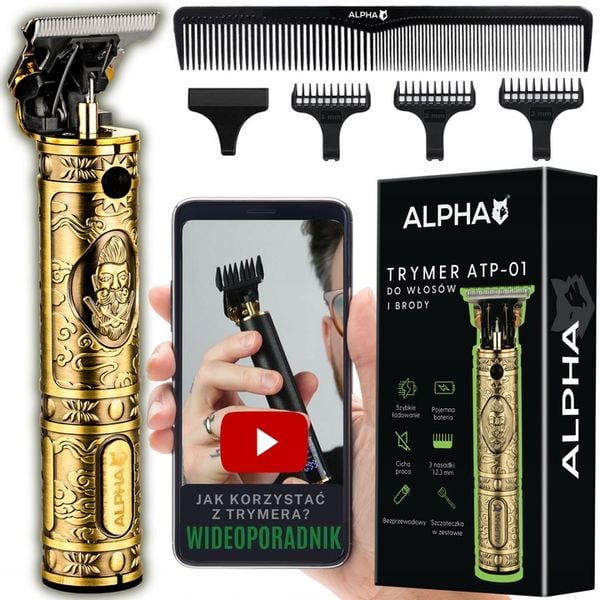 MASZYNKA TRYMER DO STRZYŻENIA GOLENIA WŁOSÓW BRODY ALPHA zdjęcie 1
