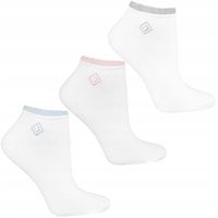 Skarpetki Damskie Stopki Bawełniane Białe Klasyczne z Haftem MORAJ 35-38