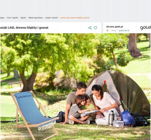 Leżak L66L drewno błękity i granat na Arena.pl