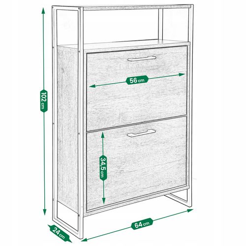 SZAFKA na buty regał 2 KOMORY OBUWIE komoda pojemna do przedpokoju LOFT na Arena.pl