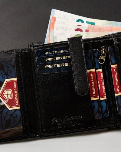pionowy, średni portfel męski bez zapięcia zewnętrznego - peterson na Arena.pl