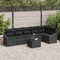 Zestaw Sof z poduszką 7 pcs Czarny polirattan
