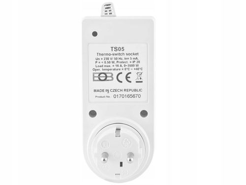TERMOSTAT REGULATOR TEMPERATURY DO GNIAZDKA TS05 na Arena.pl