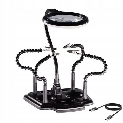 Uchwyt trzecia ręka z lupą podświetleniem LED montażowy ZD11M-2 na Arena.pl