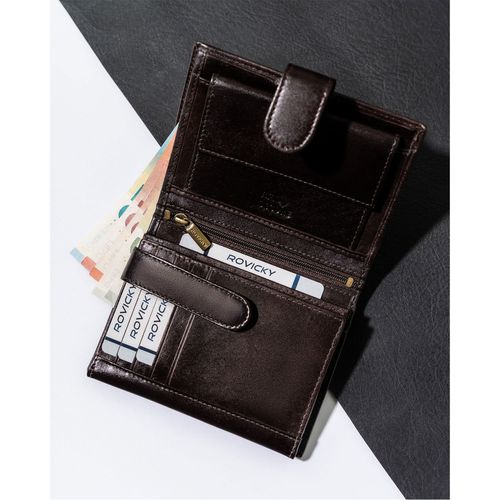 stylowy portfel męski skórzany z rfid na zatrzask - rovicky na Arena.pl
