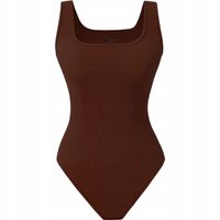Damskie Body na Ramiączka Modelujące Basic Casual Treningowe Brązowe S